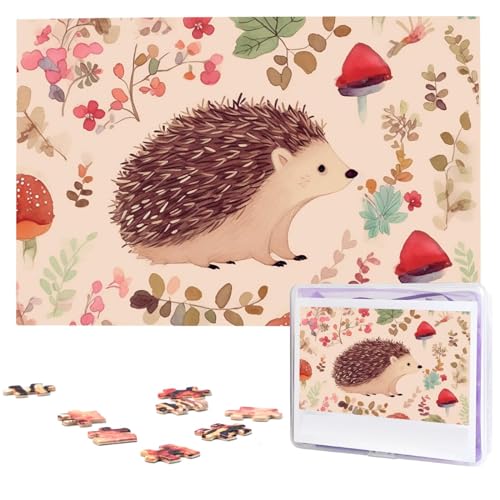 Puzzle mit 1000 Teilen: Schöne Igel-Puzzles für Erwachsene, herausforderndes Puzzle, personalisiertes Bild, Holzpuzzle, 74,9 x 50 cm von Dwrepo