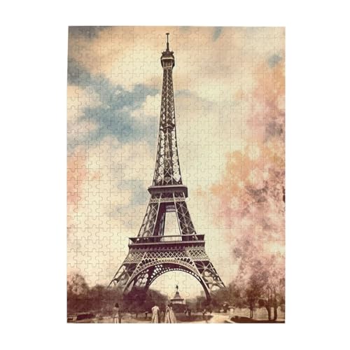 Puzzle mit 500 Teilen – Vintage-Stil, Eiffelturm, Paris, Puzzles für Erwachsene, herausforderndes Puzzle, personalisiertes Bild, Puzzle, Holzpuzzle, 51,8 x 38,1 cm von Dwrepo