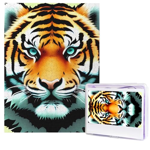 Puzzle mit 500 Teilen – kleiner dicker Tigerkopf, Puzzles für Erwachsene, herausforderndes Puzzle, personalisiertes Bildpuzzle, Holzpuzzle, 51,8 x 38,1 cm von Dwrepo