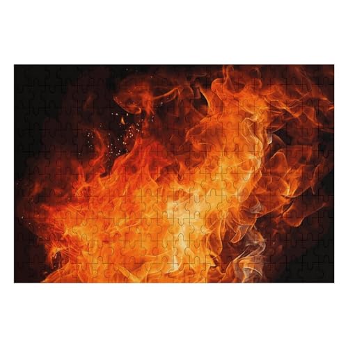 Roaring Flame Puzzle, personalisiertes Bild, Puzzle, Heimdekoration, Wand, Holzpuzzle, 200 Teile, für Erwachsene von Dwrepo