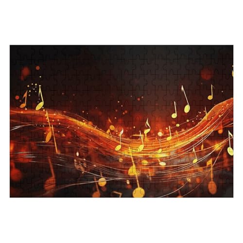 Rote Flamme Musiknoten-Puzzle, personalisiertes Bild, Puzzle, Heimdekoration, Wand, Holzpuzzle, 200 Teile für Erwachsene von Dwrepo