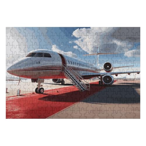 Roter Teppich, Flugzeug-Puzzle, personalisiertes Bild, Puzzle, Heimdekoration, Wand, Holzpuzzle, 200 Teile, für Erwachsene von Dwrepo