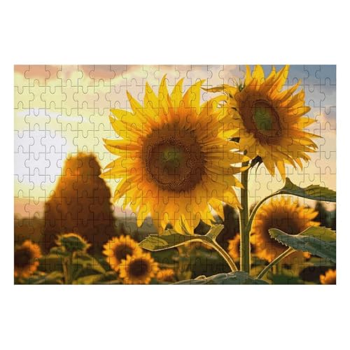 Schöne Sonnenblumen-Puzzle, personalisiertes Bild, Puzzle, Heimdekoration, Wand-Holz-Puzzle, 200 Teile, für Erwachsene von Dwrepo