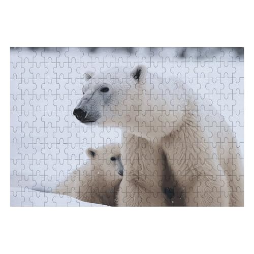 Snow Animal Eisbär-Puzzle, personalisiertes Bild, Puzzle, Heimdekoration, Wand-Holz-Puzzle, 200 Teile, für Erwachsene von Dwrepo