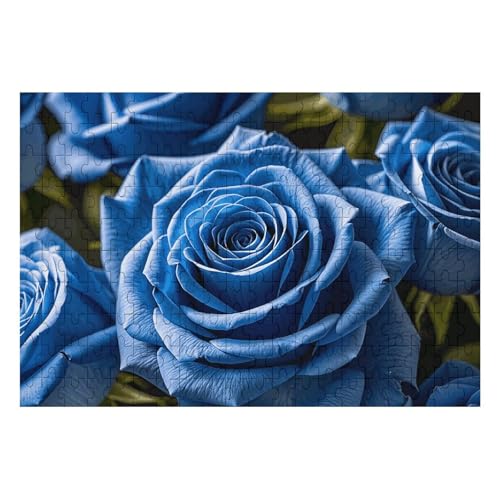 Viele blaue Rosen, Puzzle, personalisiertes Bild, Heimdekoration, Wandpuzzle, Holz, 200 Teile, für Erwachsene von Dwrepo