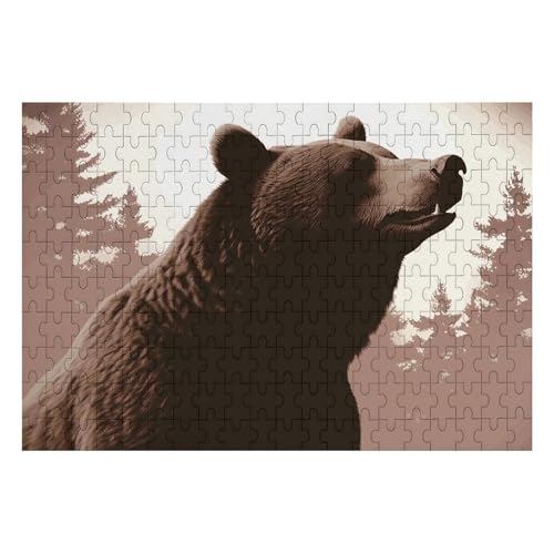 Wild Bear Puzzles, personalisiertes Bild, Puzzle, Heimdekoration, Wand, Holzpuzzle, 200 Teile, für Erwachsene von Dwrepo