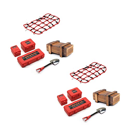 Dxoniislh 12 Teile Simulierte Dekoration Koffer GepäCk Netz Schaufel für TRX4 SCX10 90046 90047 MST Jimny VS4 Rot von Dxoniislh