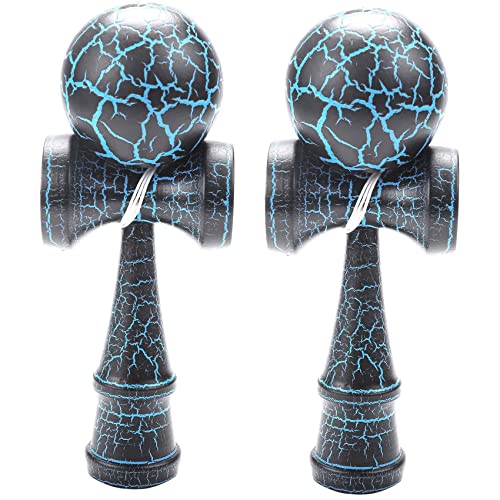 Dxoniislh 2X Spielzeug Aussen Sports Kendama Spielzeug Ball Kinder und Erwachsene Aussen Ball Sportarten Riss Buchen Buntes Design Schwarz und Blau von Dxoniislh