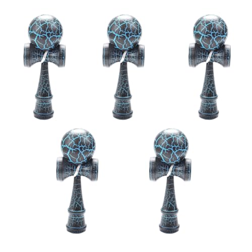 Dxoniislh 5X Spielzeug Aussen Sports Kendama Spielzeug Ball Kinder und Erwachsene Aussen Ball Sportarten Riss Buchen Buntes Design Schwarz und Blau von Dxoniislh