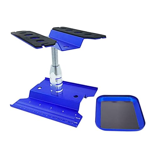 Dxoniislh RC Auto Arbeitsständer Aluminium Reparaturstation 360-Grad-RC Reparaturständer Rotation Lift Lowerw/Schraubenablage für 1/10 1/8-4 SCX10 D90 Blau von Dxoniislh