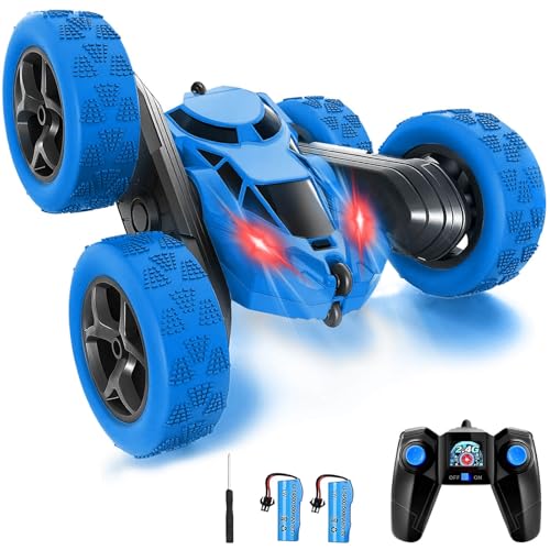 DxxD Ferngesteuertes Auto ab 3 4 5 6 7 8 9 Jahre, 4WD RC Drift Stunt Car mit LED Blinken, 2.4Ghz Doppelseitig 360° drehbare RC Stunt Crawler, Spielzeug Geschenke für Jungen Mädchen Kinder 3-12, Blau DxxD Ferngesteuertes Auto ab 3 4 5 6 7 8 9 Jahre, 4WD RC Drift Stunt Car mit LED Blinken, 2.4Ghz Doppelseitig 360° drehbare RC Stunt Crawler, Spielzeug Geschenke für Jungen Mädchen Kinder 3-12, Blau von DxxD