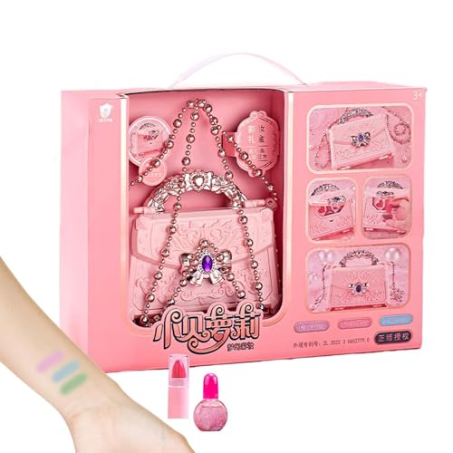 Adorable Girls Makeup Set, Princess Pink Carriage Shape Cosmetic Sets Makeup Kits, Portable Beauty Set Real Pretend Makeup Toys for Little Girls, Pink Carriage Makeup Set von Dybnuhoc