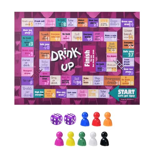 Drinking Board Game Set, 2 Dice Drinking Board Game for Couples, nteractive Adult Drinking Chess Game, Fun Drunk Themed Party Game for Adults Interactive Drinking Board Game for Couples von Dybnuhoc