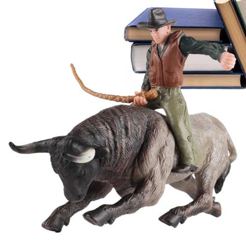 Dybnuhoc Cowboy-Reitbull-Figur | Simuliertes wildes Känguru-Mutter-Kind-Modell,Rodeoes Actionfigur für Sammelfiguren für Kinder, Mädchen im Alter von 3–5 und 6–12 Jahren von Dybnuhoc