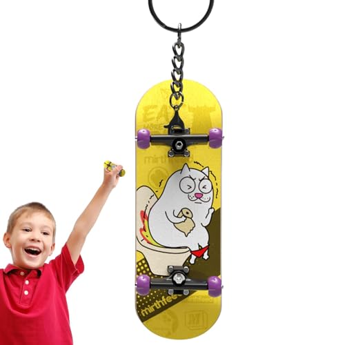 Dybnuhoc Finger-Skateboard-Spielzeug, kleines Fingerboard-Spielzeug - Finger-Skateboard-Spielzeug-Schlüsselanhänger für Kinder,Kunstvoll gemustertes Fingersportspielzeug für Schule, Reisen, Picknick, von Dybnuhoc