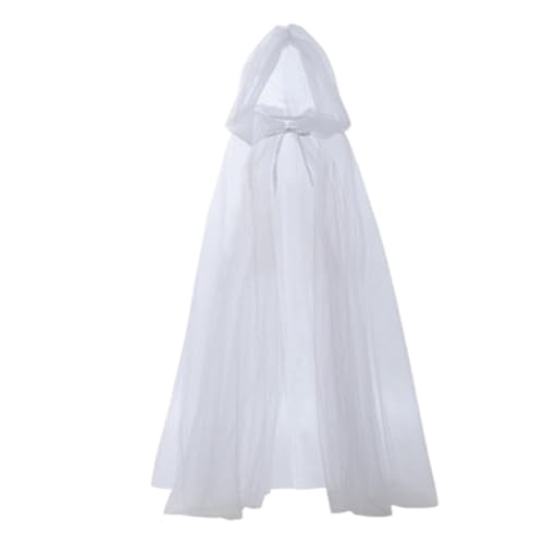 Dybnuhoc Halloween Hooded Cape, Long Ghost Costume, Wizard Cloak, Tulle Sheer Cape, Adult Costume Cape, Unisex Halloween Cloak, Spooky Costume Accessory, Performance Costume for Adults and Teenagers von Dybnuhoc