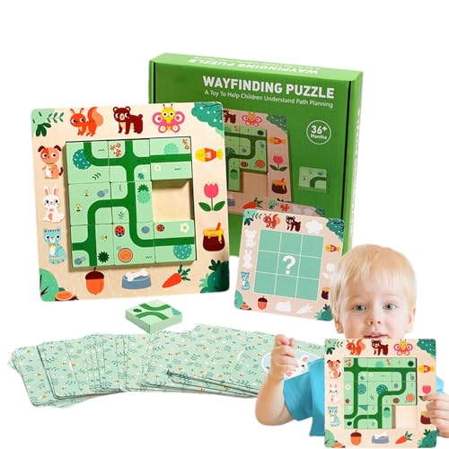 Dybnuhoc Holzblock-Puzzle, Denksport-Puzzles aus Holz - Wegweisendes -Lernpuzzlebrett | Labyrinth-Brettspiel, Lernpuzzle, Kinderspiele für Kinder, Logikspiel, Ausbildung von Dybnuhoc