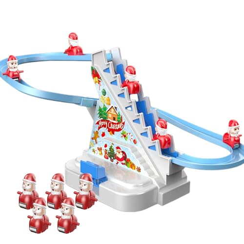 Dybnuhoc Interactive Christmas Slide Toy, Electric Climbing Ladder Santa Claus Toy, LED Lights and Music Christmas Slide Playset, Battery-Powered Automatic Roller Coaster for Holiday Fun von Dybnuhoc