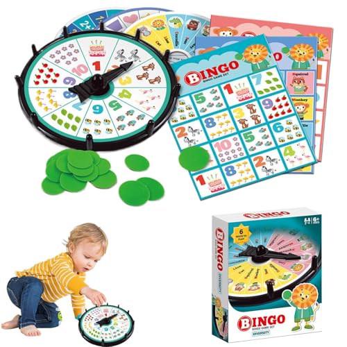 Dybnuhoc Lustiger Familien-Bingo-Abend, Bingo-Spielset für Erwachsene und Kinder,Bingo-Spielset | Unterhaltsame Wiederverwendbare Spiele zum Zählen und Zuordnen von Fähigkeiten für Klassische Spiele von Dybnuhoc