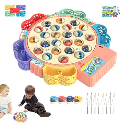 Dybnuhoc Magnetisches Fischspiel, magnetisches Angelspielzeug - Musikalisches Angelspielzeug mit 3 Gängen - Niedliches Kinderspielzeug mit um 360 Grad drehbarer Angelscheibe für Zuhause, Kindergarten, von Dybnuhoc