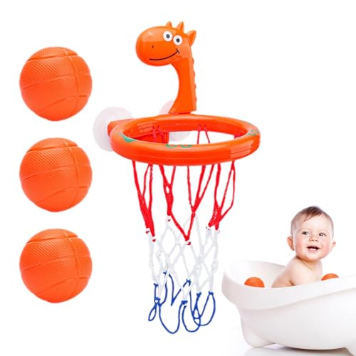 Dybnuhoc Mini-Basketballkorb für Badezimmer, Basketballkorb für Badezimmer - 4 Stück lustiger und tragbarer Mini-Basketballkorb mit Bällen | Cartoon-Design-Saugnapf-Basketballkorb, tragbares und von Dybnuhoc