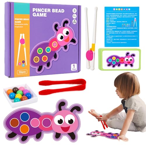 Dybnuhoc Perlenbrett,Holzperlenspiel - Spielzeug Perlenspiel Steckbrett,Lernspielzeug, Clip-Perlen-Puzzle, Vorschul-Lern-Farbsortier-Matching-Spiel für Kinder, Kleinkinder von Dybnuhoc