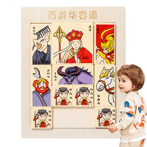 Dybnuhoc Schiebepuzzle-Brettspiel, Zahlenschiebepuzzlespiel,Rätselspiel für Kinder aus Holz | Chinesisches historisches Figuren-Design-Zahlenrätselspiel für und Mädchen von Dybnuhoc