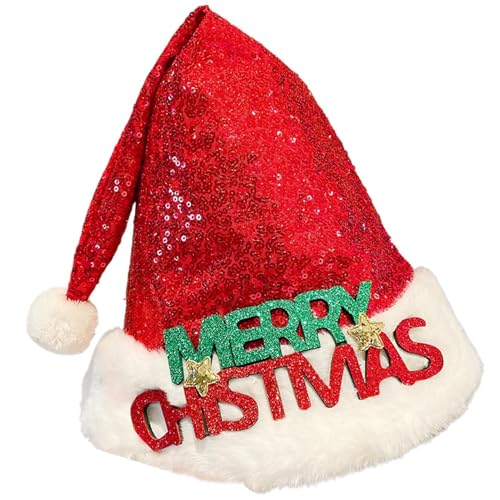 Letter Sequined Christmas Hat, Cute Christmas Hat, Sequin Santa Hat, Red Christmas Hat, Green Deer Antler Hat, Holiday Santa Hat, Christmas Hat for Women, Christmas Hat for Men, Unisex Holiday Hat von Dybnuhoc