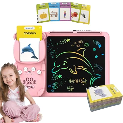 Reusable Talking Flash Cards, 2 In 1 Pocket Speech Cards, Educational Audible Flash Cards, Interactive Words Reading Machine with Drawing Tablet for Early Development von Dybnuhoc