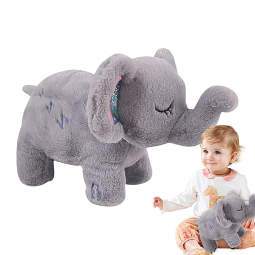 Sleeping Stuffed Elephant, Sound Plush Elephant, Soothing Elephant Toy, Breathing Plush Animal, Sleep Aid Elephant Doll, Musical Plush Elephant, Cute Elephant Stuffed Animal, Breathing Motion Toy von Dybnuhoc