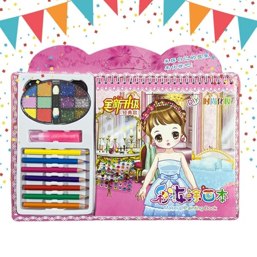 Toy Makeup Set, Makeup Playset On Paper, Kids Craft Set, Dress Up Sticker Book, Travel Games for Kids, Art Crafts Activity, Fine Motor Skills Toys, Creative Play for Children von Dybnuhoc