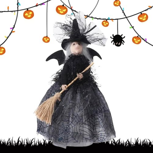 Dyeulget Halloween Hexenpuppe, Hexenpuppe | Hexenornament Wohndekoration - Gruselige Desktop-Halloween-Puppe, Ornament, Baumspitze, Puppe für Kinderzimmer von Dyeulget