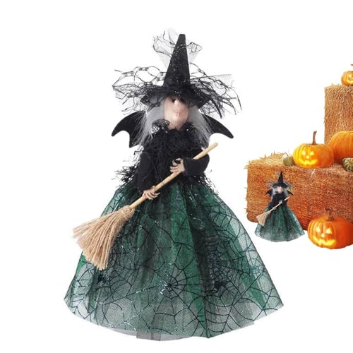 Dyeulget Hexenpuppen- , Halloween-Hexenstatue, Hexenornament Wohndekoration, Gruselige Desktop-Halloween-Puppe, Ornament, Baumspitze, Puppe für Kinderzimmer von Dyeulget