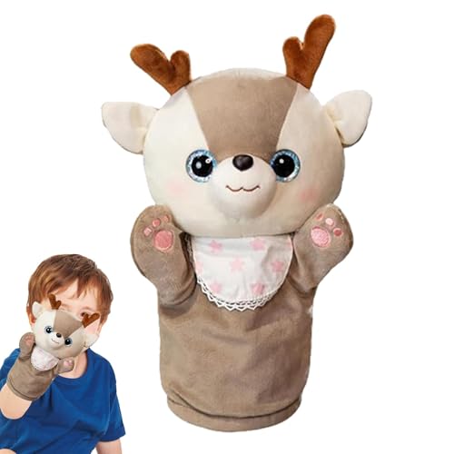 Dyeulget Hirsch Handpuppe,Hirschpuppe | Weiche Hirsch-Kinderpuppen | Geschichtenerzählende Tierhandpuppen für Kinder und Erwachsene, Plüschtierpuppenspielzeug, Stofftierhandpuppen von Dyeulget