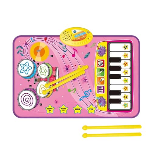 Dyeulget Klavierspielmatte, Musikalische Klaviermatte, Elektronische interaktive Bodenmatte für Kinder mit 2 Trommelstöcken, Musikmatte für frühes Lernen zum Geburtstag, Weihnachten, Feiertag, von Dyeulget