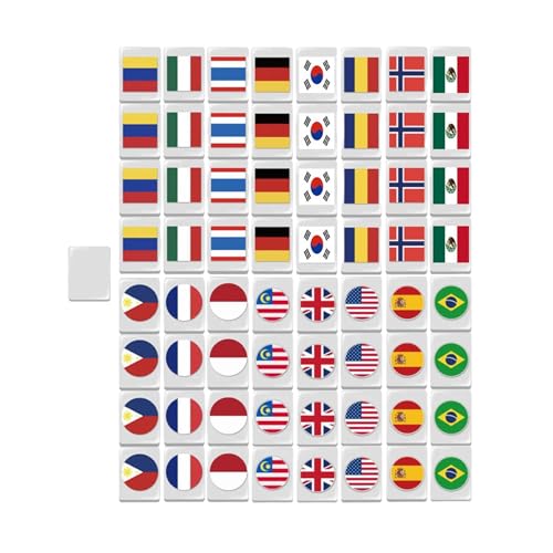 Dyeulget Kleines Mahjong-Set,Reise-Mahjong-Sets,Block-Puzzle-Mahjong-Spiel - Nationalflagge Mah Jong, 64 Spielsteine, Bausteine, tragbare Mahjong-Spielsteine, Partyspiele für einen lustigen von Dyeulget