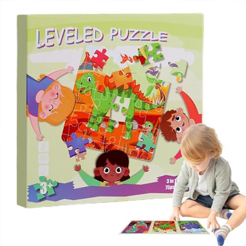 Dyeulget Magnetisches Puzzlebuch, magnetisches Reisepuzzle,Faltbare Tierpuzzle-Sets - Dinosaurier-Puzzle, Puzzlebuch, pädagogisches magnetisches Puzzle für Kinder, Kleinkinder, Mädchen und Jungen von Dyeulget