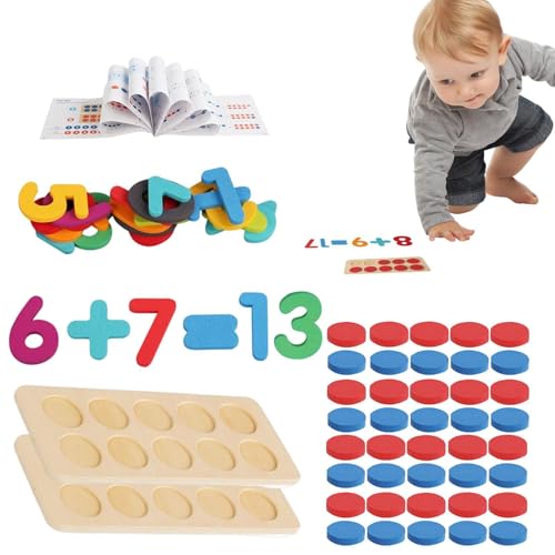 Dyeulget Math Manipulative, Mathe-Additionsspiel | Lernaktivitäten im Kindergarten,Holz-Mathe-Lernbrett-Spielzeug, Mathe-Spielzeug, Mathe-Operations-Spielzeug für Kinder, Vorschul-Mathe-Spiel von Dyeulget