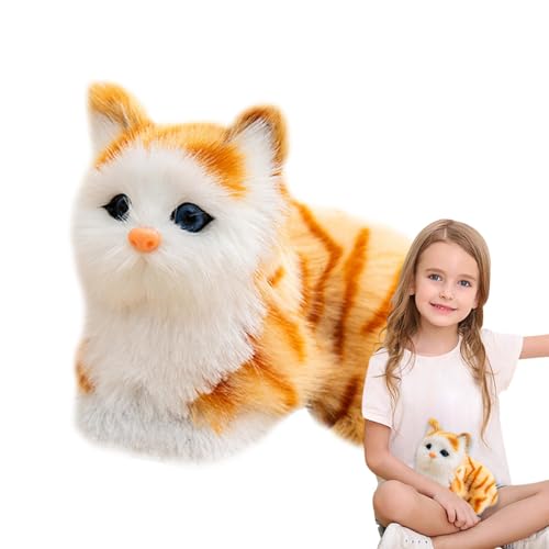 Dyeulget Plüschkatze Stofftier,Stoffkatze Plüschtier - 7,09 Zoll Miniatur-Katzenfiguren | Dekorative Katzenpuppe mit MIAU-Geräuschen, Dekofigur für Zuhause, Auto, für Kinder, Mädchen, von Dyeulget