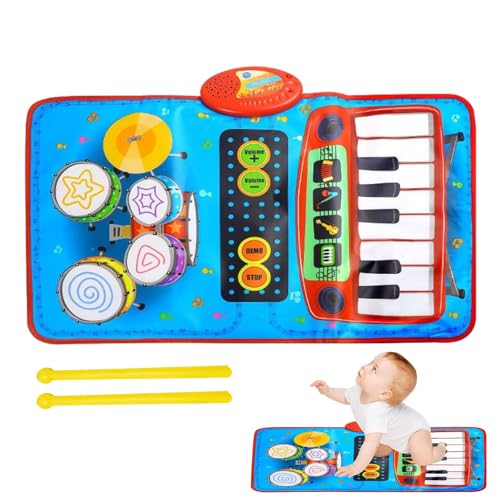 Dyeulget Spielen Sie Musikmatte, Klaviermatte für Kinder | Entwicklungs-Bodenmatte für elektronisches Klavier mit 2 Trommelstöcken,Musikmatte für frühes Lernen zum Geburtstag, Weihnachten, Feiertag, von Dyeulget