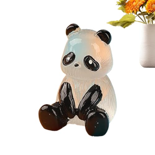 Dyeulget Winzige Glitzer-Pandas aus Kunstharz, kleine Panda-Figuren - Tierfiguren leuchten im Dunkeln - Panda-Figuren, exquisit, handbemalt, für Familie, Freunde, Kollegen von Dyeulget