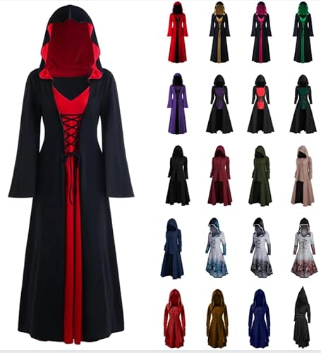 Dyhxuan Gothic Kleid Damen Mittelalter Kleidung Damen, Renaissance Kleid Damen Halloween Party Kostüm Karneval Weihnachten Kleider Halloween Kostüm Damen Steampunk Midikleid Punk Kostümfeste Kleid von Dyhxuan