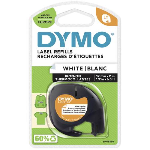 DYMO LT Schriftband Bandfarbe: Weiß Schriftfarbe: Schwarz 12mm 2m S0718850 von Dymo