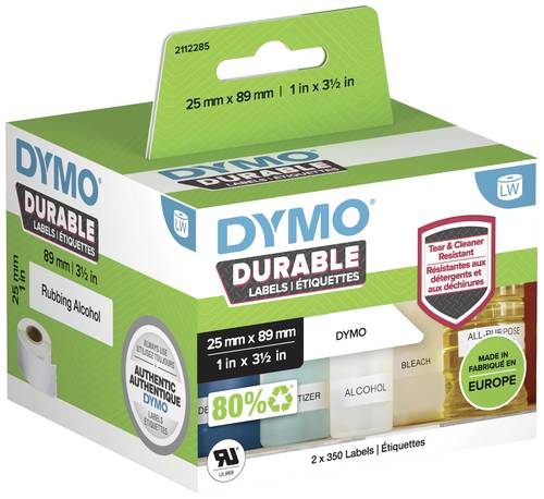 DYMO 2112285 Etiketten Rolle 89 x 25mm Polypropylen-Folie Weiß 700 St. Permanent haftend Universal- von Dymo