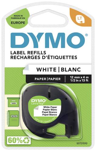 DYMO LT Schriftband Bandfarbe: Weiß Schriftfarbe: Schwarz 12mm 4m S0721510 von Dymo