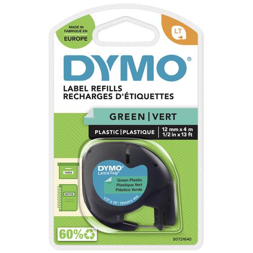 DYMO LT Schriftband Bandfarbe: Grün Schriftfarbe: Schwarz 12mm 4m S0721640 von Dymo