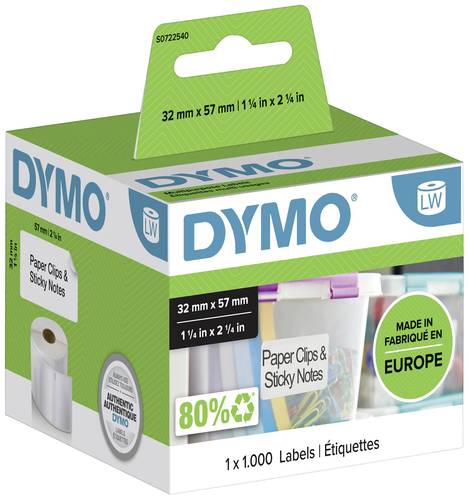 DYMO Etiketten Rolle 11354 S0722540 57 x 32mm Papier Weiß 1000 St. Permanent haftend Universal-Etik von Dymo