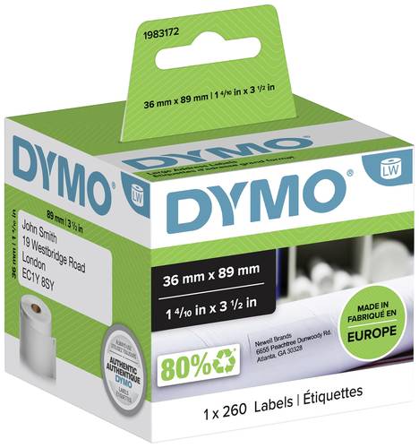 DYMO Etiketten Rolle 1983172 1983172 89 x 36mm Papier Weiß 260 St. Permanent haftend Versand-Etiket von Dymo