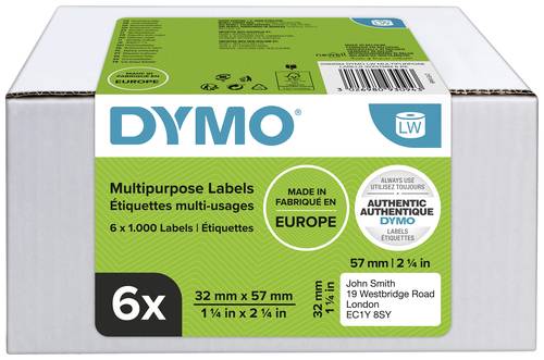 DYMO Etiketten Rolle Kombi-Pack 2093094 2093094 57 x 32mm Papier Weiß 6000 St. Permanent haftend Un von Dymo