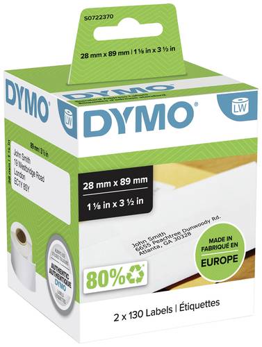 DYMO Etiketten Rolle 99010 S0722370 89 x 28mm Papier Weiß 260 St. Permanent haftend Adress-Etiketten von Dymo